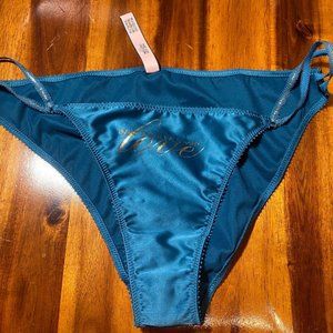 Vintage Victoria's Secret Panties Blue Large - Love Logo